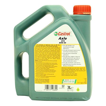 Castrol Axle EPX 80W-90 3 Lt Şanzıman ve Diferansiyel Yağı