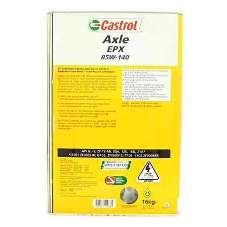 Castrol Axle EPX 85W-140 16 Kg Şanzıman ve Diferansiyel Yağı