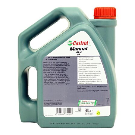 Castrol Manual 90 3 Lt GL-4 Şanzıman ve Diferansiyel Yağı