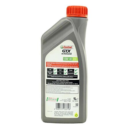 Castrol GTX Ultraclean 10W-40 1 Lt Sentetik Motor Yağı (Üretim Yılı - 2024)