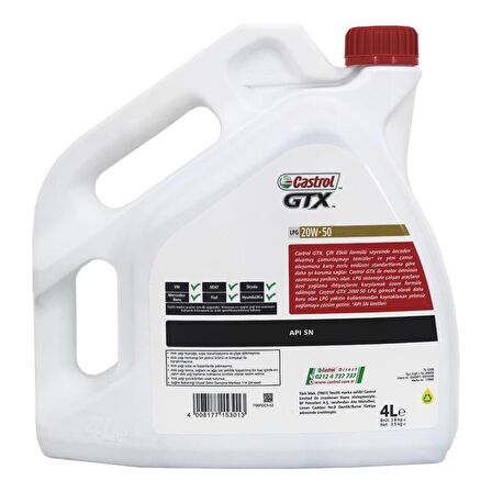 Castrol GTX LPG 20W-50 4 Lt LPG'li Araç Motor Yağı