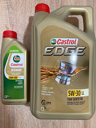 Castrol Edge 5W-30 LL Tam Sentetik Motor Yağı ( 5L+1L ) 6L ( Üretim Yılı 2024 )