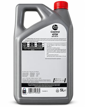 Castrol GTX 5W-30 C4 5 Litre (2026) Tam Sentetik Motor Yağı Renault RN0720