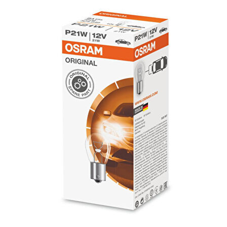 Osram 7506 P21W 93 Sinyal Stop Ampul 12V 21W 10 Adet Tek Duy Düz