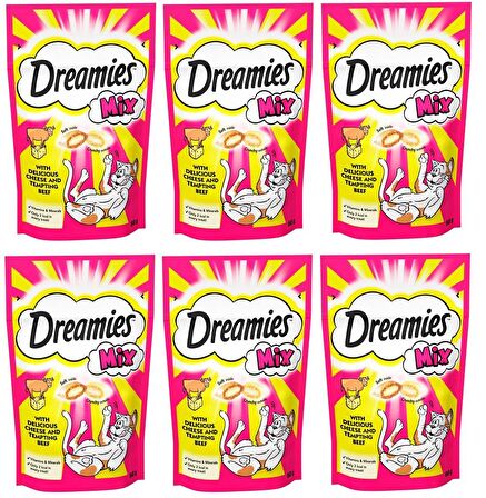 Dreamies Mix Peynir - Sığır Etli Granül Yetişkin Kedi Ödülü 6x60 g 