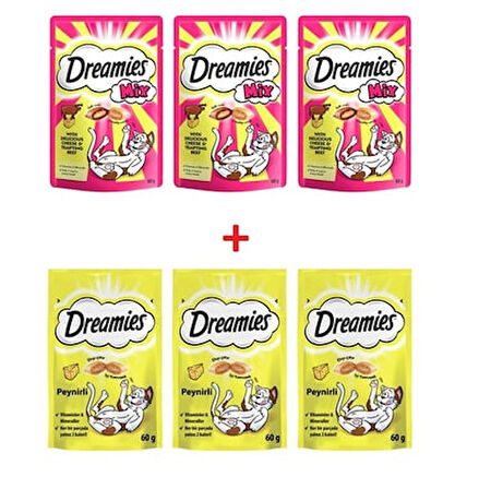 Dreamies Mix Sığır Etli ve Peynirli Kedi Ödül Maması + Dreamies Peynirli Kedi Ödül Maması
