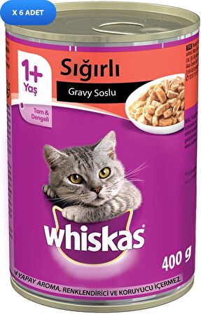 Whiskas Sığır Etli Kedi Konservesi 400 Gr (6 ADET)