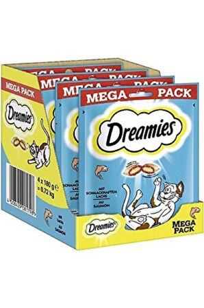 Dreamies Mega Pack İç Dolgulu Somonlu Kedi Ödül Bisküvisi 4 X180 gr