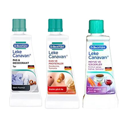 Dr. Beckmann Kan ve Proteinler Leke Çıkaracı + Pas ve Deodorant Leke Çıkaracı +  Meyve ve İçecek Leke Çıkaracı 50ML 3lü Leke Çıkarıcı Set