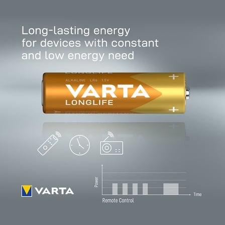 Varta Longlife 8'li AAA İnce Pil - Mavi