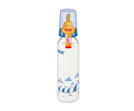 Nuk Cam Biberon Silikon Emzikli 250 Ml - Mavi