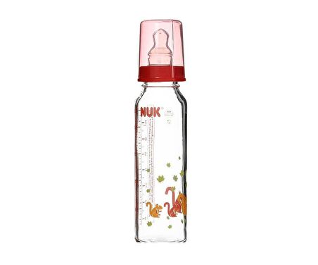 Nuk Silikon Emzikli Cam Biberon 250 Ml - Kırmızı