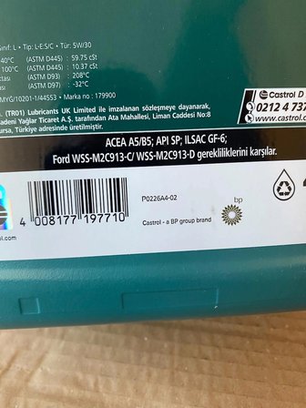 Castrol Magnatec 5W-30 Tam Sentetik DPF Uyumlu 4 Litre Motor Yağı Taze Üretim (04/2026 Üretim)