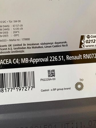 Castrol GTX 5W-30 C4 Tam Sentetik DPF Uyumlu 4 Litre Motor Yağı Taze Üretim (07/2026 Üretim)