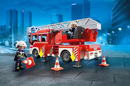 PLAYMOBIL City Action 9463 ışıklı ve sesli, merdivenli itfaiye aracı, 5 yaşından itibaren