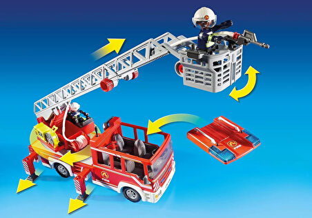 PLAYMOBIL City Action 9463 ışıklı ve sesli, merdivenli itfaiye aracı, 5 yaşından itibaren