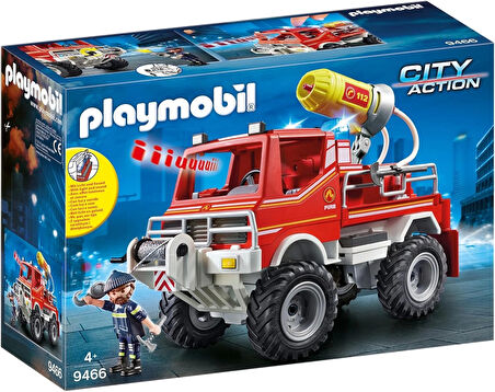 Playmobil 9466 City Action İtfaiye Aracı ve Halatlı Vinç ile Köpük Silahı, Eğlenceli Yaratıcı Rol Yapma, 4 Yaş ve Üzeri Çocuklar için Uygun Oyun Setleri