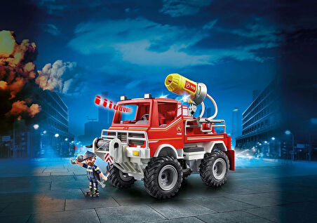 Playmobil 9466 City Action İtfaiye Aracı ve Halatlı Vinç ile Köpük Silahı, Eğlenceli Yaratıcı Rol Yapma, 4 Yaş ve Üzeri Çocuklar için Uygun Oyun Setleri