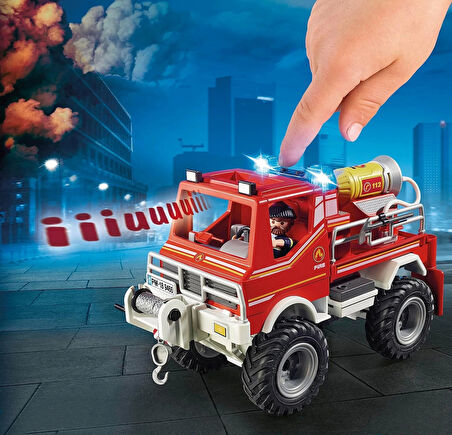 Playmobil 9466 City Action İtfaiye Aracı ve Halatlı Vinç ile Köpük Silahı, Eğlenceli Yaratıcı Rol Yapma, 4 Yaş ve Üzeri Çocuklar için Uygun Oyun Setleri