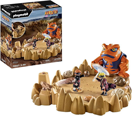 Playmobil Naruto Shippuden 70667 Naruto vs Pain, Krater Taban Plakası ve Dev Kurbağa Gamakichi ile Heyecan verici Düello, 5 Yaş ve Üzeri Çocuklar İçin Oyuncak