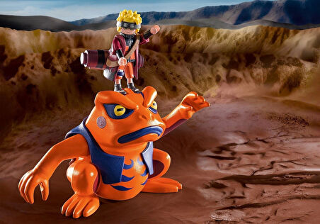 Playmobil Naruto Shippuden 70667 Naruto vs Pain, Krater Taban Plakası ve Dev Kurbağa Gamakichi ile Heyecan verici Düello, 5 Yaş ve Üzeri Çocuklar İçin Oyuncak