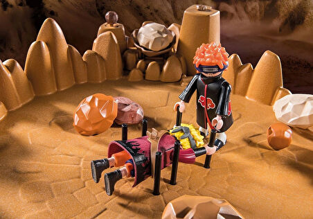 Playmobil Naruto Shippuden 70667 Naruto vs Pain, Krater Taban Plakası ve Dev Kurbağa Gamakichi ile Heyecan verici Düello, 5 Yaş ve Üzeri Çocuklar İçin Oyuncak