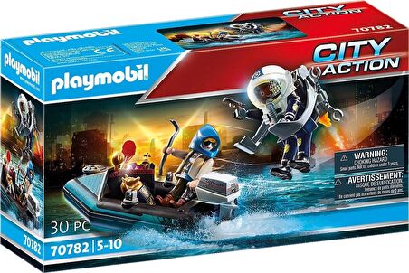 Playmobil 70782 Şehir Aksiyonu Polis Uçma Sırt Çantası ve Bot, eğlenceli yaratıcı rol yapma, oyun seti, 4 yaşındaki ve daha büyük çocuklar için uygundur