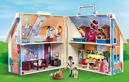 PLAYMOBIL Dollhouse 70985 tutamaklı, katlanabilir bebek evi, 4 yaş ve üzeri çocuklar için oyuncak