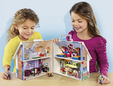 PLAYMOBIL Dollhouse 70985 tutamaklı, katlanabilir bebek evi, 4 yaş ve üzeri çocuklar için oyuncak