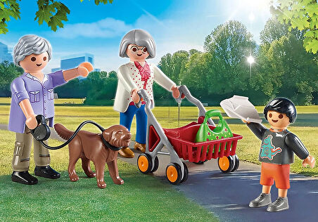 Playmobil 70990 Şehir Hayatı Modern Ev Çocuklu Büyük Anne ve Büyük Baba, eğlenceli, yaratıcı rol yapma, oyun setleri 4 yaş ve üzeri çocuklar için uygundur