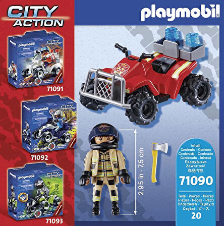 Playmobil City Action 71090 Yangın için Dörtçeker Arazi Aracı Geri Çekilebilir Motorlu, eğlenceli yaratıcı rol yapma oyunu, oyun seti, 4 yaş ve üzeri çocuklar için uygun oyun seti