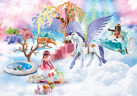 Playmobil Magic 71246 Pegasus Arabası ile Piknik, Büyük Çocuk Taçlı, 4 Yaşından Büyük Çocuklar İçin Oyuncak
