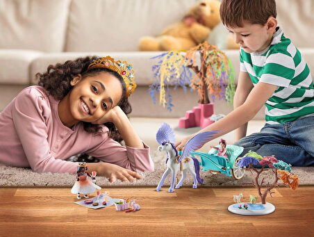 Playmobil Magic 71246 Pegasus Arabası ile Piknik, Büyük Çocuk Taçlı, 4 Yaşından Büyük Çocuklar İçin Oyuncak