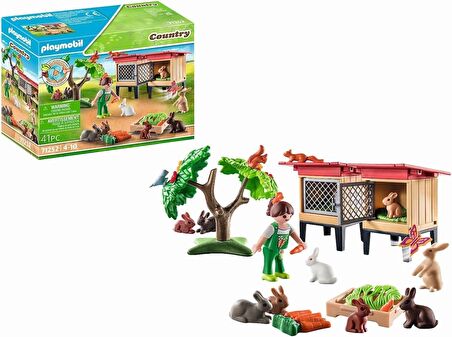 Playmobil 71252 Country Tavşan Kafesi, çiftlik hayvanı oyun setleri, sürdürülebilir oyuncaklar, eğlenceli, yaratıcı rol yapma, oyun setleri 4 yaş ve üzeri çocuklar için uygun