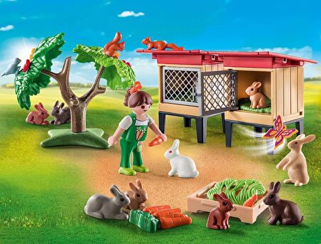 Playmobil 71252 Country Tavşan Kafesi, çiftlik hayvanı oyun setleri, sürdürülebilir oyuncaklar, eğlenceli, yaratıcı rol yapma, oyun setleri 4 yaş ve üzeri çocuklar için uygun