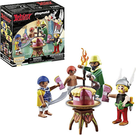 PLAYMOBIL Asterix 71269 Pyradonis'in zehirli pastası, Asterix, Kleopatra’nın çeşnicisi ve Pyradonis ve yardımcısı Schraubzieris, 5 yaşından büyük çocuklar için oyuncak