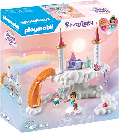 Playmobil Princess Magic 71360 Göksel Bebek Bulutu, Bulutlarda Büyülü Bebek Odası, Bebek Beşiği, Sallanan At, Oyuncak Ayı ve Daha Fazlası Dahil, 4 Yaşından Büyük Çocuklar İçin Oyuncak