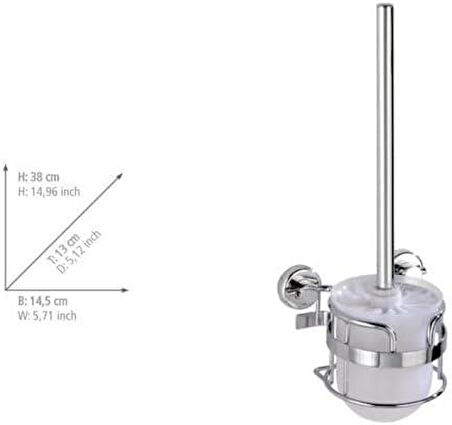 WENKO Power-Loc® Duvara Montajlı Tuvalet  Fırçası Seti Krom - Delik Açmadan Montaj