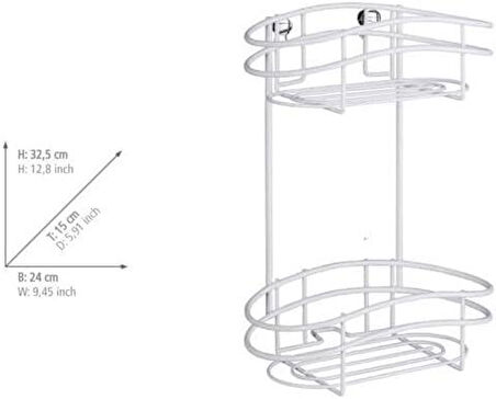 WENKO  2 katmanlı duvar rafı Classic Plus - Çelik, 24 x 32,5 x 15 cm, Beyaz