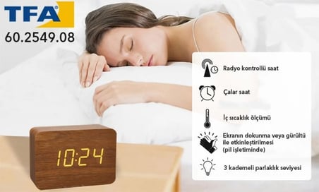 TFA 60.2549.08 Ahşap Termometre Saat