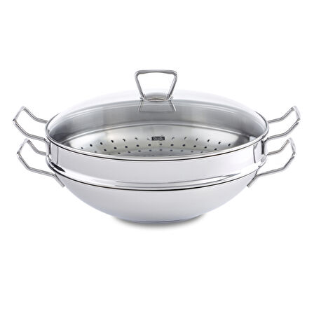 Fissler Kunming Cam Kapaklı Wok Tava 36 cm