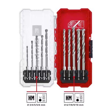 Orijinal Einhell S-CASE 10 parçalı duvar matkap ucu seti (DIN 10083-2'ye göre çelikten yapılmış, E 6.3 sap, takılı karbür uç, haddelenmiş mil, saklama kutusu dahil) - 49108743