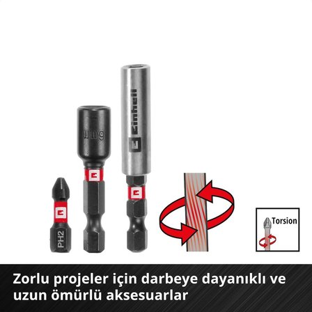 Orijinal Einhell XL-CASE 95 parça darbeye dayanıklı uç ve matkap seti (uçlar, çeşitli matkap uçları, uç tutucu, lokma anahtarı, havşa, matkap durdurucu, pim anahtarı, saklama kutusu dahil) - 49108798
