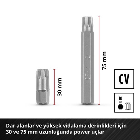 Orijinal Einhell XL-CASE Otomotiv Bit Seti – 40 Parça (10 mm Altıgen Saplı CrV Çelik Power Bitler, 10 mm Altıgen → 3/8" ve 1/2" Kare Lokma Adaptörleri, Saklama Kutusu Dahil) - 49109032