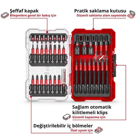 Orijinal Einhell M-CASE Bit Seti – 38 Parça (25 mm Bitler, 50 mm Bitler, 90 mm Bitler, Altıgen Lokmalar, 60 mm Bit Tutucu ve Saklama Kutusu Dahil) - 49109250