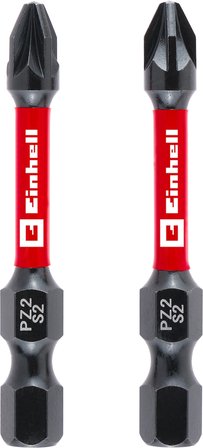 Orijinal Einhell Darbeli Bit Seti, 2 Parça, 50 mm, PZ2 (S2 Çelik, Torsiyon Bölgesi, Verimli Güç Aktarımı, Kırmızı Renk Halkası, E 6.3 Sap) - 49131200