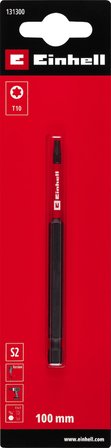 Orijinal Einhell Darbeli Bit, 100 mm, T10 (S2 Çelik, Torsiyon Bölgesi, Verimli Güç Aktarımı, Kırmızı Renk Halkası, E 6.3 Sap)