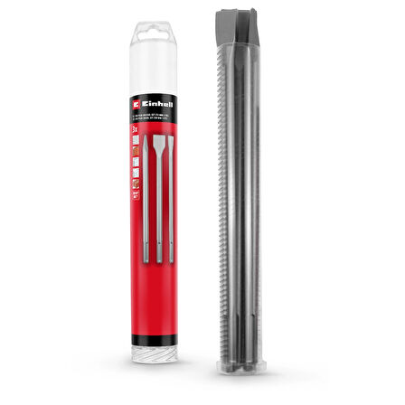 Orijinal Einhell 3 Parça SDS Max Keski Murç Seti, 400 mm (Yıkım ve Tadilat İşleri için Dayanıklı 40Cr Çelikten Yapılmış Sivri Keski, 20 mm Genişliğinde Düz Keski ve 40 mm Genişliğinde Yassı Keski ile) - 49190110