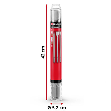 Orijinal Einhell 3 Parça SDS Max Keski Murç Seti, 400 mm (Yıkım ve Tadilat İşleri için Dayanıklı 40Cr Çelikten Yapılmış Sivri Keski, 20 mm Genişliğinde Düz Keski ve 40 mm Genişliğinde Yassı Keski ile) - 49190110