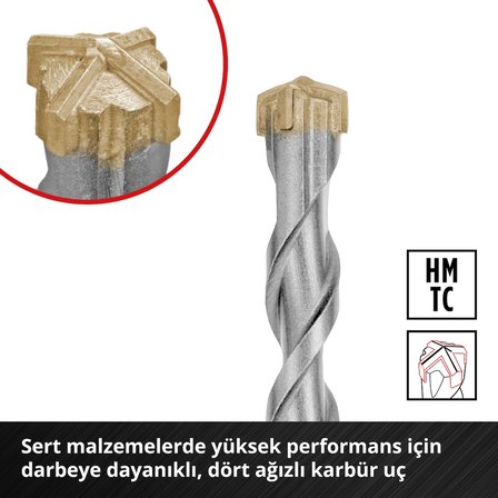 Orijinal Einhell 7 Parça SDS Plus Kırıcı Matkap Ucu Seti, 160 mm, (4 Ağızlı Karbür Plakalı, Merkezleme Uçlu, 40Cr Takım Çeliğinden Üretilmiştir; Tadilat ve Beton Bağlantı İşleri İçin) - 49265510